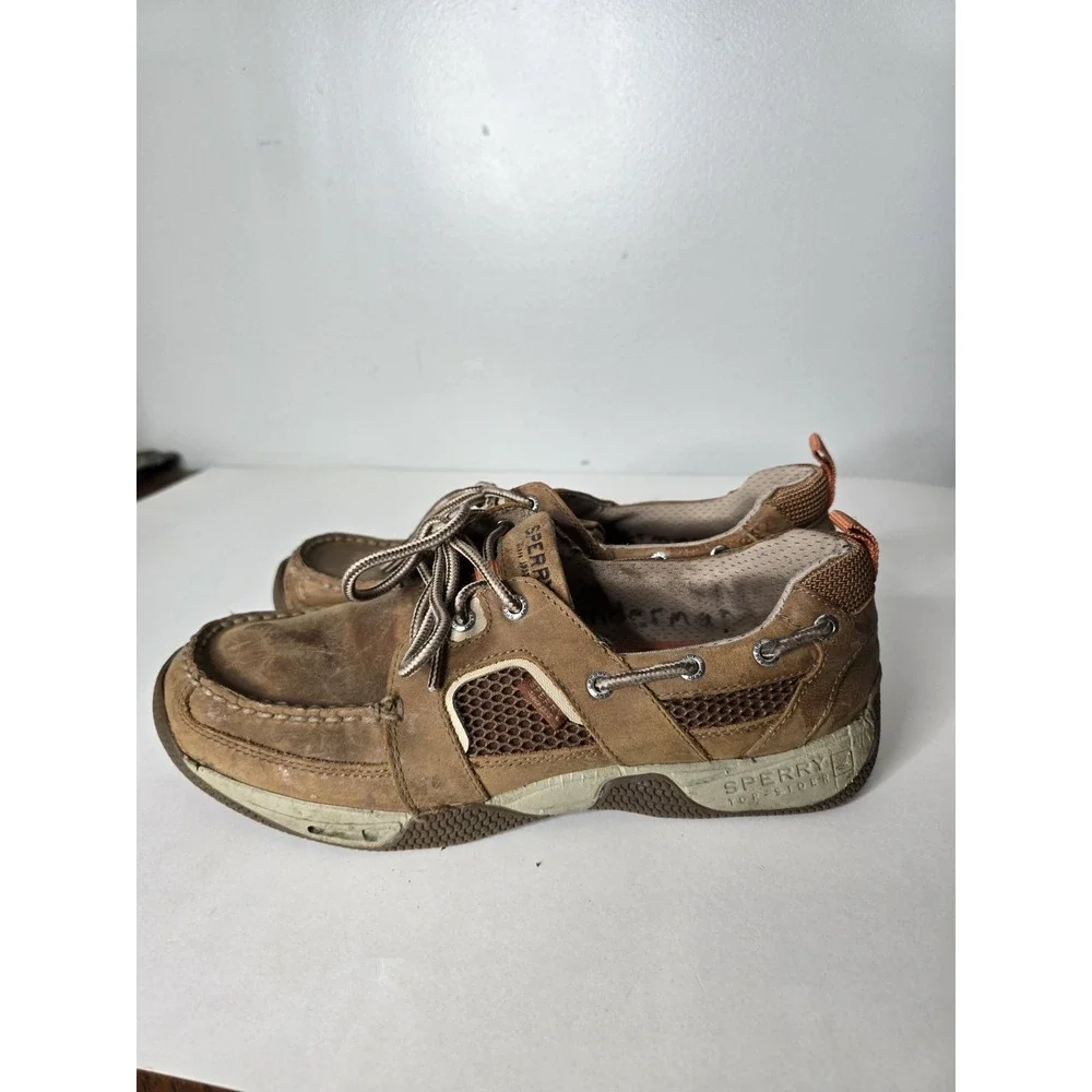 Sperry Sea Kite Sport Moc Boat Shoes Men Brown Leather Lace Water-resistant 10.5